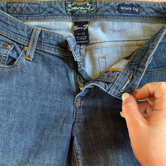 (7) SEVEN Dark Denim Wide Leg Jeans sz 27 - Picture 8 of 15